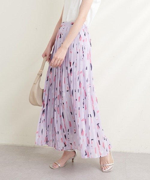 natural couture（ナチュラルクチュール）の「ニュアンス柄プリーツスカート（スカート・レディース・ネイビー/アイボリー/ラベンダー・FREE）」の17枚目の写真