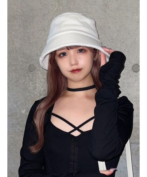 EATME(イートミー)の「フェザーバケットハット(ハット・レディース・アイボリー/ブラック・FREE)」の14枚目の写真
