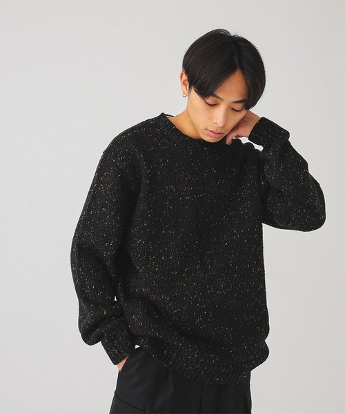 BEAMS(ビームス)の「BEAMS / 3ゲージ カラーネップ クルーネック ニット(ニット/セーター・メンズ・オフホワイト/ブラック/グレー・M/XL/S/L)」の3枚目の写真