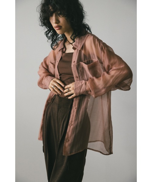 STYLEMIXER(スタイルミキサー)の「ワッシャーシアールーズシャツ(シャツ/ブラウス・レディース・グレー/グリーン/アイボリー/ピンク・FREE)」の4枚目の写真