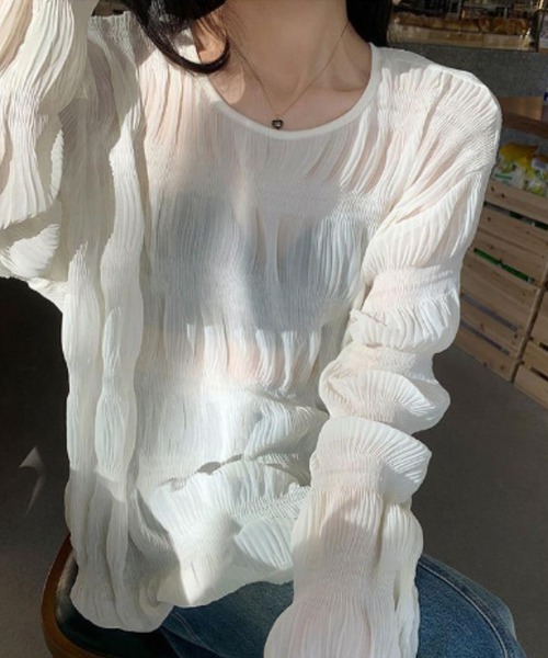 Achic(アシック)の「しわ加工シフォン 日焼け止め長袖シャツ(シャツ/ブラウス・レディース・ホワイト/ブラック・M)」の21枚目の写真
