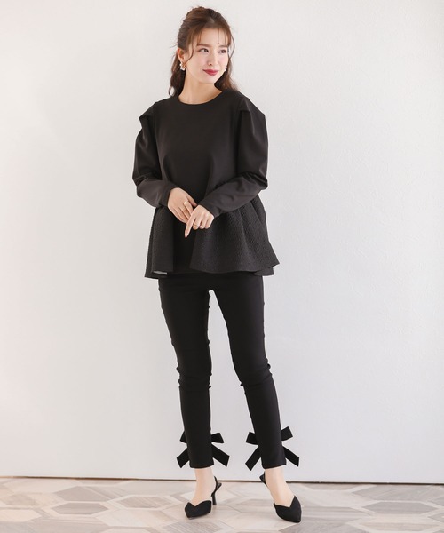 Fit more（フィットモア）の「バックリボンストレッチパンツ（その他パンツ・レディース・ブラック/ブラウン・PS/S/M）」の3枚目の写真