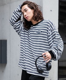 WEGO | WEGO/ベロアボーダーワンポイントロンT(Tシャツ/カットソー)