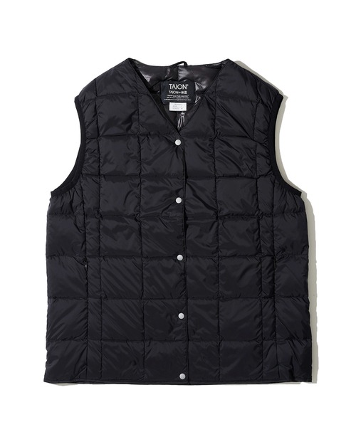 TAION（タイオン）の「【TAION / タイオン】V NECK BUTTON DOWN VEST / インナーダウンベスト TAION-W001（ダウンベスト・レディース・ブラック/カーキ/チャコールグレー/グレー/オフホワイト/サンドベージュ/ネイビー/ライトグレー/セージグリーン・SMALL/MEDIUM/LARGE/X-LARGE/XX-LARGE）」の12枚目の写真