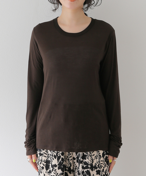 BASERANGE（ベースレンジ）の「【BASERANGE/ベースレンジ】CORE LONG SLEEVE TEE：カットソー（Tシャツ/カットソー・レディース・ブラウン/ブラック・SMALL）」の10枚目の写真