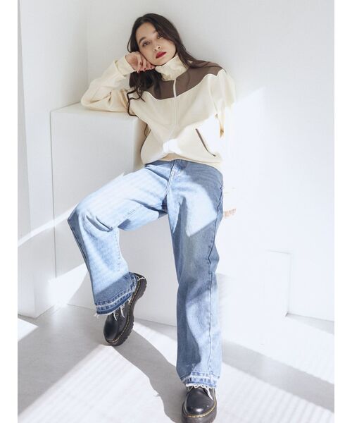 jouetie（ジュエティ）の「バイカラートラックジャケット（ジャージ・レディース・アイボリー/ネイビー/グリーン・MEDIUM）」の15枚目の写真