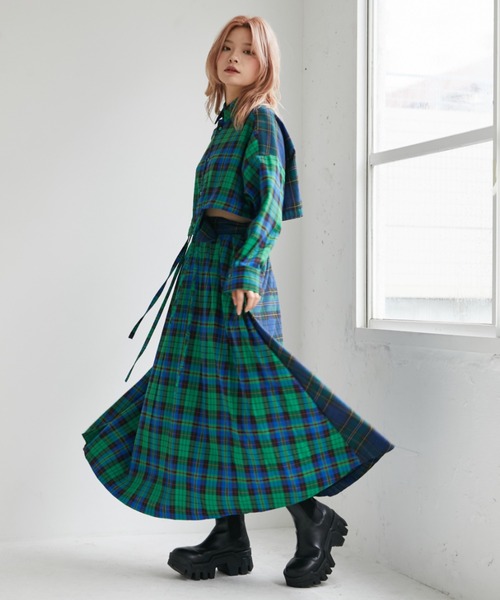 VeLV(ヴェルヴ)の「PLEATS GATHER SKIRT プリーツギャザースカート(スカート・レディース・チェック・FREE)」の6枚目の写真