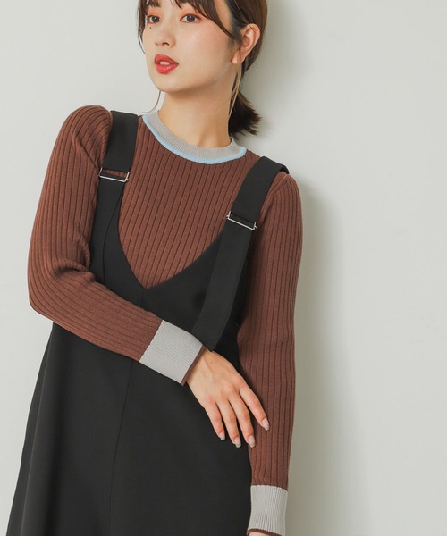 SENSE OF PLACE by URBAN RESEARCH（センスオブプレイスバイアーバンリサーチ）の「バイカラーコンパクトセーター（ニット/セーター・レディース・アイボリー/ブラウン/ブラック・ONE）」の3枚目の写真