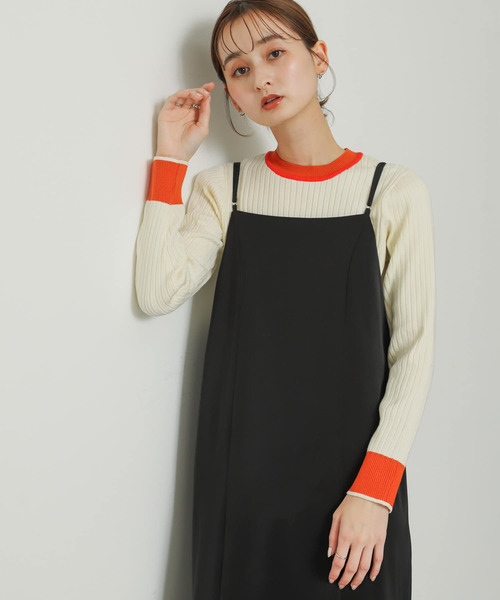SENSE OF PLACE by URBAN RESEARCH（センスオブプレイスバイアーバンリサーチ）の「バイカラーコンパクトセーター（ニット/セーター・レディース・アイボリー/ブラウン/ブラック・ONE）」の5枚目の写真