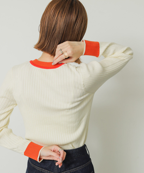 SENSE OF PLACE by URBAN RESEARCH（センスオブプレイスバイアーバンリサーチ）の「バイカラーコンパクトセーター（ニット/セーター・レディース・アイボリー/ブラウン/ブラック・ONE）」の10枚目の写真