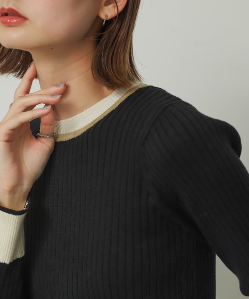 SENSE OF PLACE by URBAN RESEARCH（センスオブプレイスバイアーバンリサーチ）の「バイカラーコンパクトセーター（ニット/セーター・レディース・アイボリー/ブラウン/ブラック・ONE）」の17枚目の写真