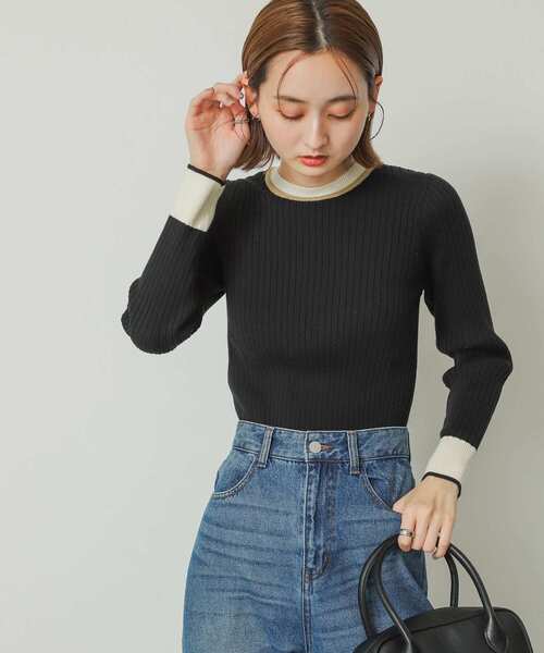 SENSE OF PLACE by URBAN RESEARCH（センスオブプレイスバイアーバンリサーチ）の「バイカラーコンパクトセーター（ニット/セーター・レディース・アイボリー/ブラウン/ブラック・ONE）」の19枚目の写真