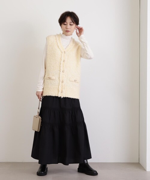 N.(N. Natural Beauty Basic)(エヌエヌナチュラルビューティーベーシック)の「◆コットンティアードスカート(スカート・レディース・ブラック/ホワイト/オレンジ・MEDIUM)」の22枚目の写真