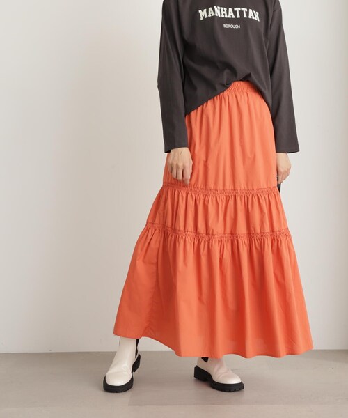 N.(N. Natural Beauty Basic)(エヌエヌナチュラルビューティーベーシック)の「◆コットンティアードスカート(スカート・レディース・ブラック/ホワイト/オレンジ・MEDIUM)」の11枚目の写真