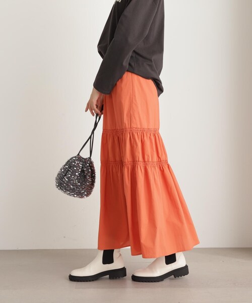 N.(N. Natural Beauty Basic)(エヌエヌナチュラルビューティーベーシック)の「◆コットンティアードスカート(スカート・レディース・ブラック/ホワイト/オレンジ・MEDIUM)」の12枚目の写真