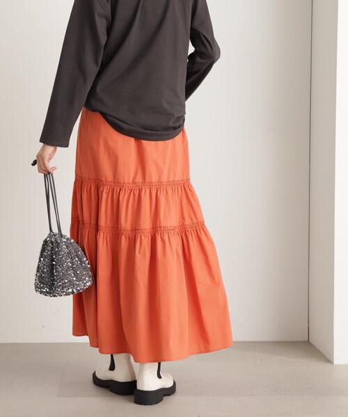 N.(N. Natural Beauty Basic)(エヌエヌナチュラルビューティーベーシック)の「◆コットンティアードスカート(スカート・レディース・ブラック/ホワイト/オレンジ・MEDIUM)」の13枚目の写真