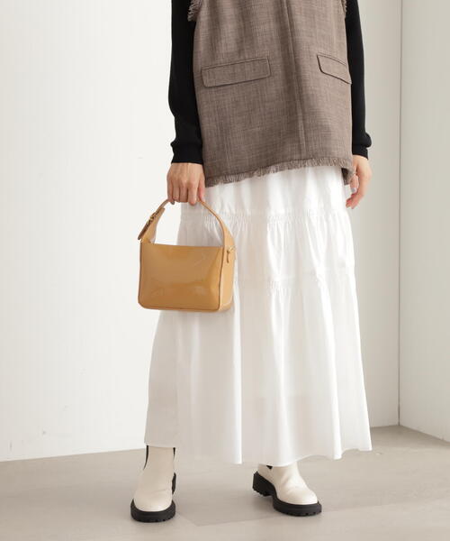 N.(N. Natural Beauty Basic)(エヌエヌナチュラルビューティーベーシック)の「◆コットンティアードスカート(スカート・レディース・ブラック/ホワイト/オレンジ・MEDIUM)」の2枚目の写真