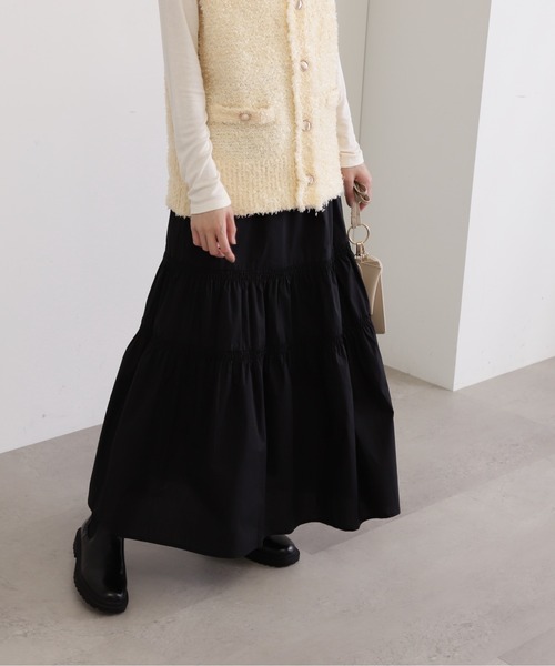 N.(N. Natural Beauty Basic)(エヌエヌナチュラルビューティーベーシック)の「◆コットンティアードスカート(スカート・レディース・ブラック/ホワイト/オレンジ・MEDIUM)」の8枚目の写真