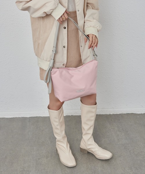 LA VORAGINE（ラ ヴォラジネ）の「配色ショルダー　ナイロンショルダーバッグ（ショルダーバッグ・レディース・グレー/ピンク・FREE）」の11枚目の写真