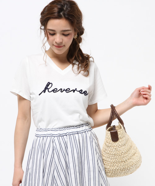 DISCOAT（ディスコート）の「【Discoat】ロープ刺繍T（Tシャツ/カットソー・レディース・オフホワイト/グレー/カーキ・MEDIUM/LARGE）」の2枚目の写真