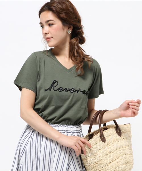 DISCOAT（ディスコート）の「【Discoat】ロープ刺繍T（Tシャツ/カットソー・レディース・オフホワイト/グレー/カーキ・MEDIUM/LARGE）」の3枚目の写真