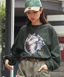 MONO-MART | ヴィンテージライクアニマルデザインビッグ長袖Tシャツ(Tシャツ/カットソー)