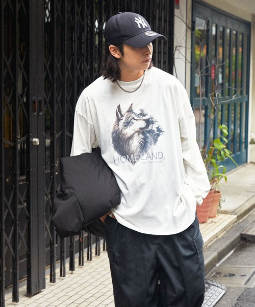 MONO-MART(モノマート)の「ヴィンテージライクアニマルデザインビッグ長袖Tシャツ(Tシャツ/カットソー・メンズ・ホワイト系1/ホワイト系2/グレー系2/グレイッシュブルー/アッシュブラウン/グレー系1・M/L)」の18枚目の写真