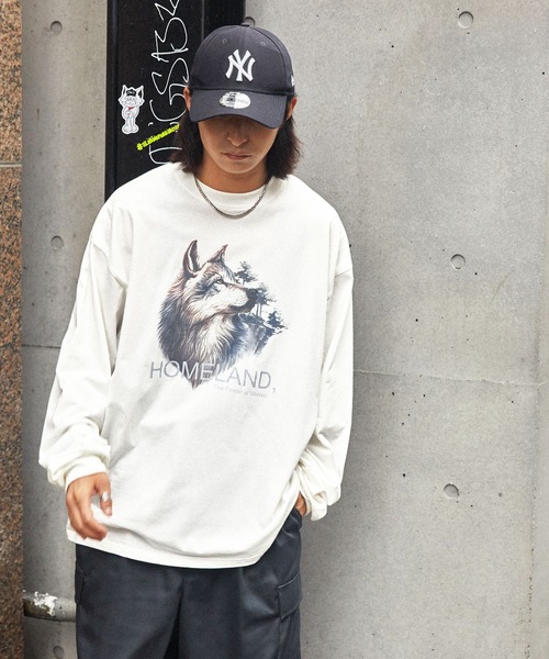MONO-MART(モノマート)の「ヴィンテージライクアニマルデザインビッグ長袖Tシャツ(Tシャツ/カットソー・メンズ・ホワイト系1/ホワイト系2/グレー系2/グレイッシュブルー/アッシュブラウン/グレー系1・M/L)」の20枚目の写真