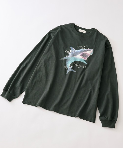 MONO-MART(モノマート)の「ヴィンテージライクアニマルデザインビッグ長袖Tシャツ(Tシャツ/カットソー・メンズ・ホワイト系1/ホワイト系2/グレー系2/グレイッシュブルー/アッシュブラウン/グレー系1・M/L)」の9枚目の写真