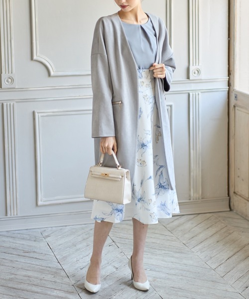 トッコクローゼットコーディガン ポケットファスナースエードポンチ  