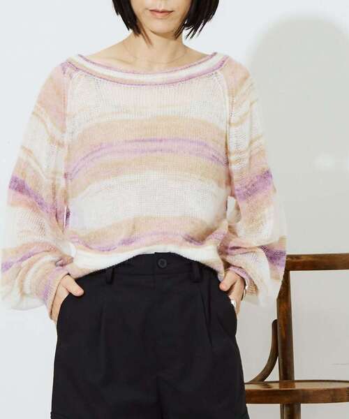 CONVERSE TOKYO(コンバーストウキョウ)の「GRADATION SHEER KNIT(ニット/セーター・レディース・パープル系その他/ブルー系その他・FREE)」の3枚目の写真