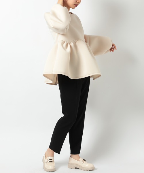 SETUP7（セットアップセブン）の「【SETUP7】ダンボールニットペプラムブラウス trc（シャツ/ブラウス・レディース・サックスブルー/アイボリー/ブラック/ネイビー・FREE）」の9枚目の写真