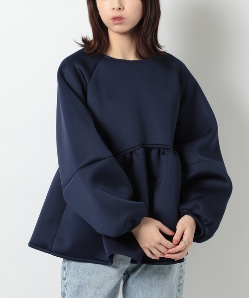 SETUP7（セットアップセブン）の「【SETUP7】ダンボールニットペプラムブラウス trc（シャツ/ブラウス・レディース・サックスブルー/アイボリー/ブラック/ネイビー・FREE）」の14枚目の写真