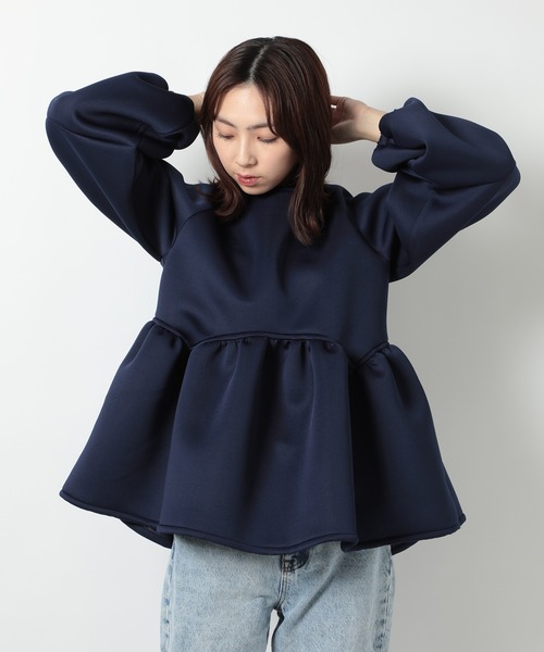 SETUP7（セットアップセブン）の「【SETUP7】ダンボールニットペプラムブラウス trc（シャツ/ブラウス・レディース・サックスブルー/アイボリー/ブラック/ネイビー・FREE）」の15枚目の写真