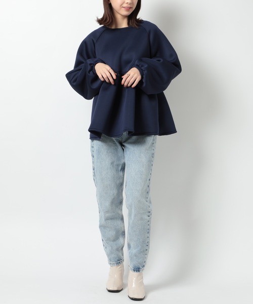 SETUP7（セットアップセブン）の「【SETUP7】ダンボールニットペプラムブラウス trc（シャツ/ブラウス・レディース・サックスブルー/アイボリー/ブラック/ネイビー・FREE）」の16枚目の写真