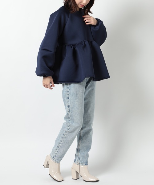 SETUP7（セットアップセブン）の「【SETUP7】ダンボールニットペプラムブラウス trc（シャツ/ブラウス・レディース・サックスブルー/アイボリー/ブラック/ネイビー・FREE）」の17枚目の写真