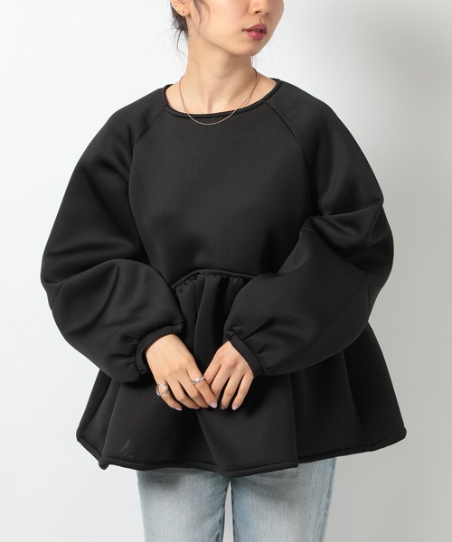 SETUP7（セットアップセブン）の「【SETUP7】ダンボールニットペプラムブラウス trc（シャツ/ブラウス・レディース・サックスブルー/アイボリー/ブラック/ネイビー・FREE）」の11枚目の写真