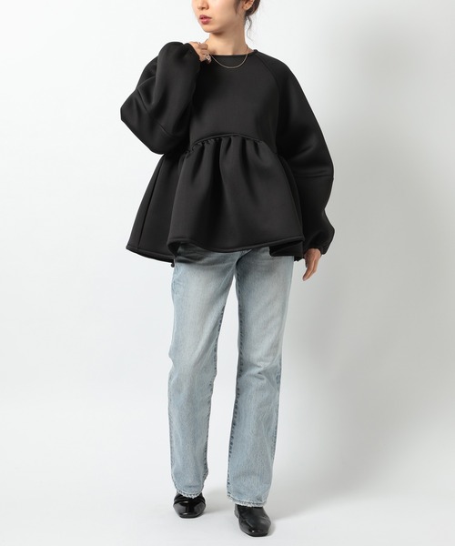 SETUP7（セットアップセブン）の「【SETUP7】ダンボールニットペプラムブラウス trc（シャツ/ブラウス・レディース・サックスブルー/アイボリー/ブラック/ネイビー・FREE）」の12枚目の写真