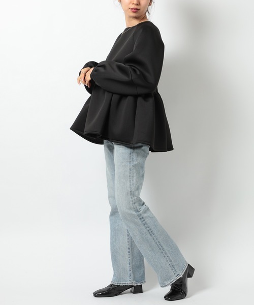 SETUP7（セットアップセブン）の「【SETUP7】ダンボールニットペプラムブラウス trc（シャツ/ブラウス・レディース・サックスブルー/アイボリー/ブラック/ネイビー・FREE）」の13枚目の写真