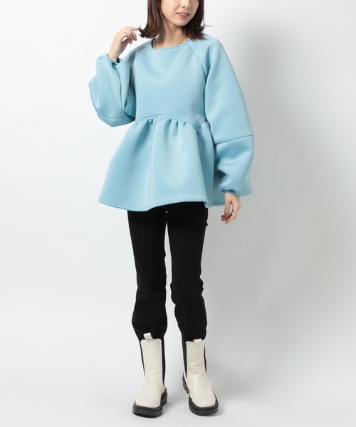 SETUP7（セットアップセブン）の「【SETUP7】ダンボールニットペプラムブラウス trc（シャツ/ブラウス・レディース・サックスブルー/アイボリー/ブラック/ネイビー・FREE）」の18枚目の写真