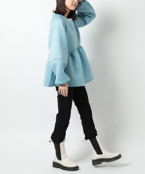 SETUP7（セットアップセブン）の「【SETUP7】ダンボールニットペプラムブラウス trc（シャツ/ブラウス・レディース・サックスブルー/アイボリー/ブラック/ネイビー・FREE）」の19枚目の写真