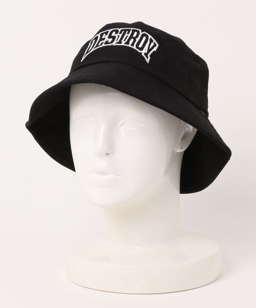 HUF（ハフ）の「【HUF】ハフ DESTROY REBUILD  BUCKET  デストロイ リビルド バケットハット HT00670（ハット・レディース・ブラック/グレー・S-M）」の4枚目の写真