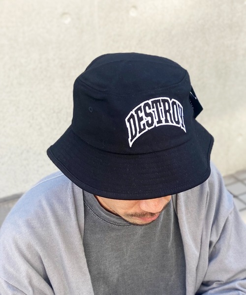 HUF（ハフ）の「【HUF】ハフ DESTROY REBUILD  BUCKET  デストロイ リビルド バケットハット HT00670（ハット・レディース・ブラック/グレー・S-M）」の6枚目の写真