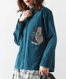 EMAGO 猫ロゴ刺繍シャツ