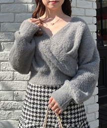 フェザーヤーンカシュクールクロップドニット