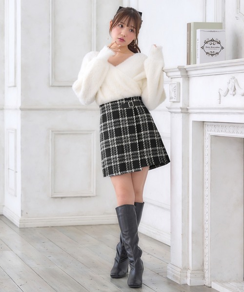 INGNI（イング）の「フェザーヤーンカシュクールクロップドニット