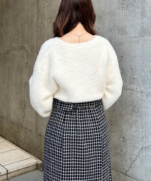 セール】フェザーヤーンカシュクールクロップドニット（ニット