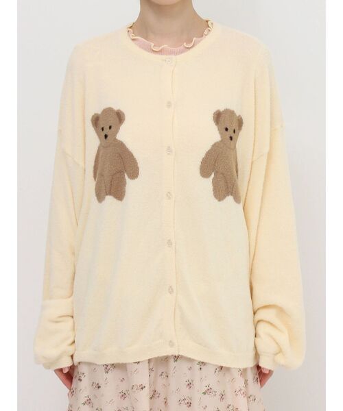 merry jenny（メリージェニー）の「Bear×Bearニットカーディガン（カーディガン/ボレロ・レディース・ブラック/ライトブルー/アイボリー・FREE）」の4枚目の写真