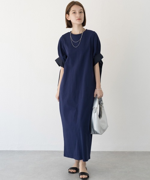 LAVEANGE(ラビアンジェ)の「カフスリボンカットワンピース(ワンピース・レディース・ネイビー/ブラック/ブラウン・M/LL/5L/4L/3L)」の20枚目の写真