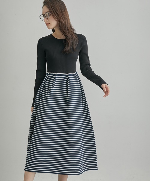 ROPE'(ロペ)の「ジャガード編み リブニットフォルムワンピース(ワンピース・レディース・ブラック系その他/ブラック・FREE)」の1枚目の写真